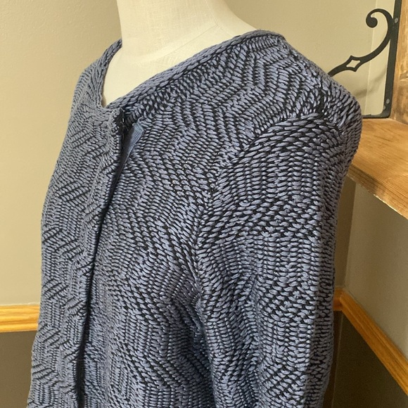 Ann Taylor Loft Sweater Blue Cable Knit Moto Zip Cropped Cardigan size XL NWT - Picture 3 of 10